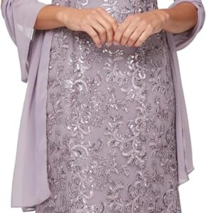 Alex Evenings Women's Long Sleeveless Mother of The Bride Dress with Shawl (Petite and Regular Sizes)