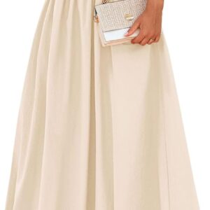 PRETTYGARDEN Womens Summer Off Shoulder Sleeveless Midi Dress Cocktail A Line Flowy Wedding Guest Dresses with Pockets