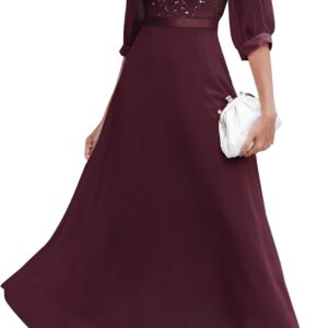Wedtrend Women's Sequin Dresses Sparkly Glitter Dress Split Sleeves Formal Dresses Maxi Evening Dress