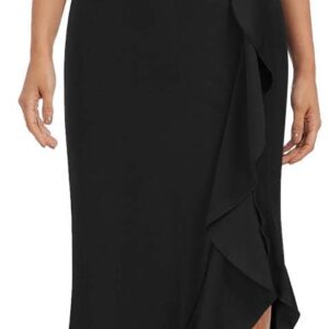 WOOSEA Women's High Neck Split Bodycon Mermaid Evening Cocktail Long Dress