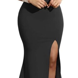 YMDUCH Women's Sexy Sleeveless One Shoulder Ruffle High Split Party Evening Long Formal Dress