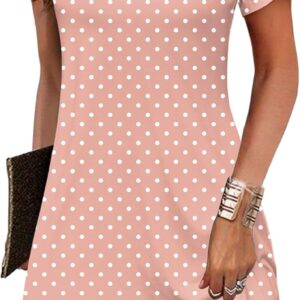 Zeagoo Women's Casual A-Line Dresses with Pockets Summer Floral Tshirt Dress Short Sleeve Mini Dress Flowy Sundresses